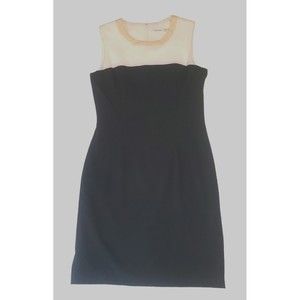 Calvin Klein Dress Women's 10 Colorblock Black Ivory Sleeveless Career Sheath